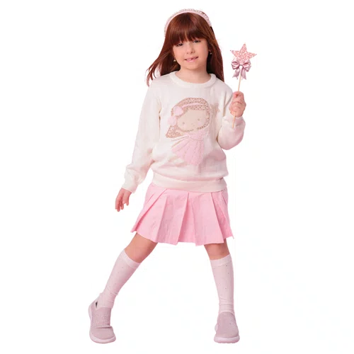 Blusa Tricot Fadinha Cristais Off White Pituchinhus