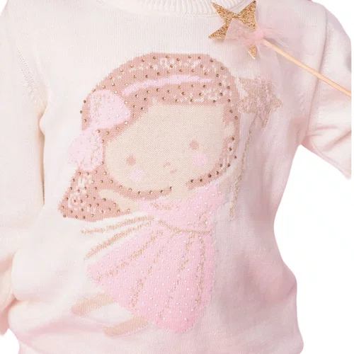 Blusa Tricot Fadinha Cristais Off White Pituchinhus