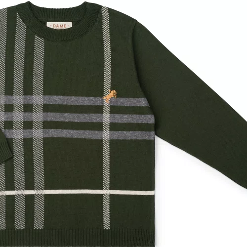 Blusa Tricot  Xadrez Intarsia Militar Dame