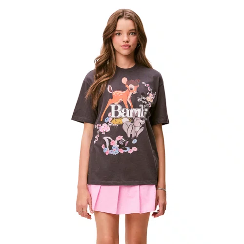 Blusa TShirt Alongada Grafite Escuro Bambi Authoria