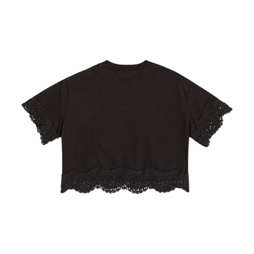 Blusa TShirt Cropped Renda Preto Authoria