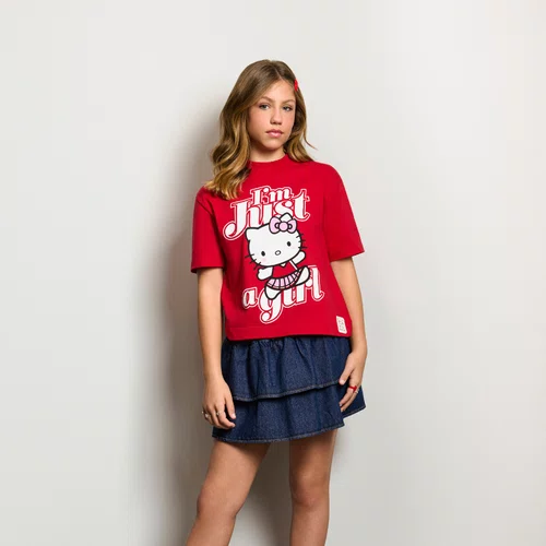 Blusa TShirt Hello Kitty Vermelho Just a Girl Authoria