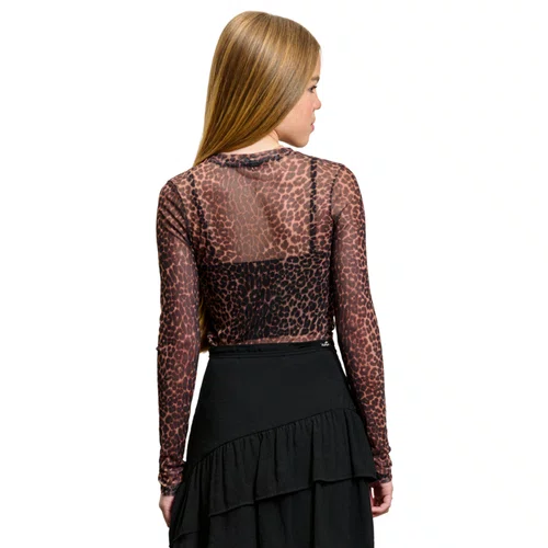 Blusa Tule Animal Print Leopard Authoria