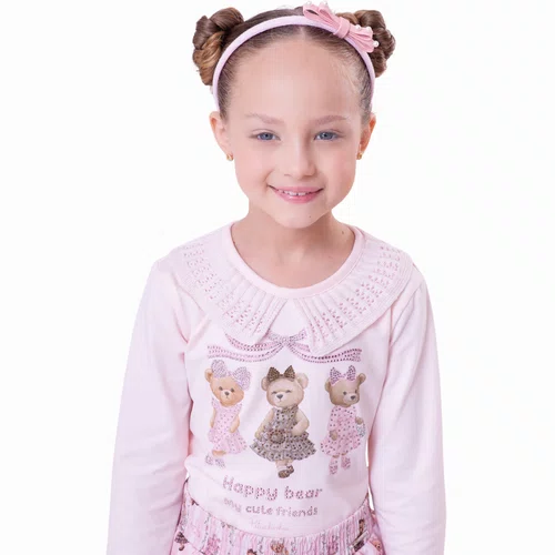 Blusa Ursinhas Happy Gola Tricot Pituchinhus
