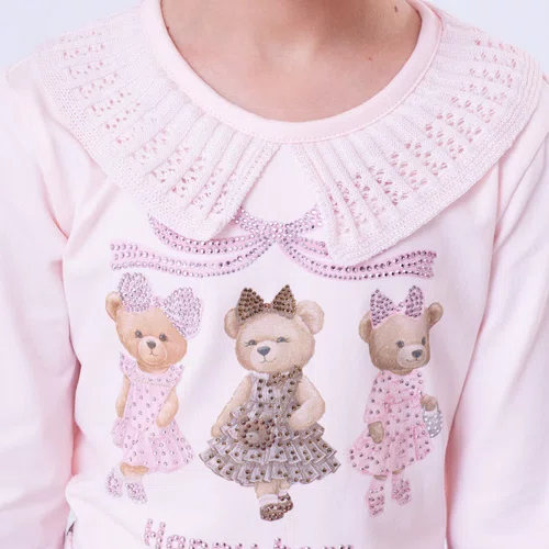 Blusa Ursinhas Happy Gola Tricot Pituchinhus