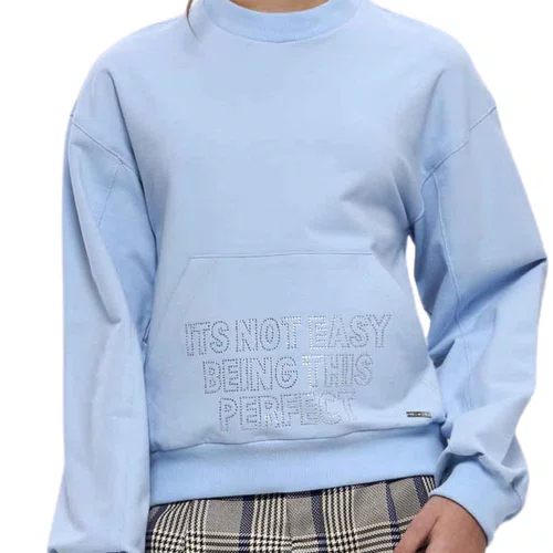 Blusão Moletom Azul Bebe Brilhos Vanilla Cream