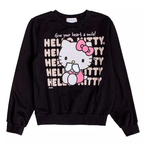 Blusão Moletom Preto Hello Kitty Escritas Momi