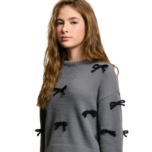 Blusão Tricot Grafite Lacinhos Authoria