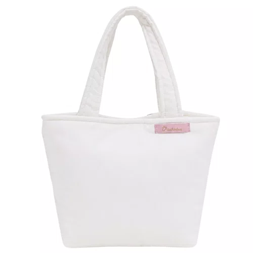 Bolsa Puffer Tricoline Flores Tule Off White Pituchinhus