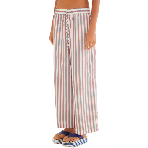 Calça Fio Tinto Listras Hibiscos Farm