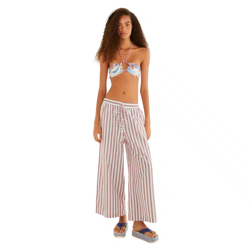 Calça Fio Tinto Listras Hibiscos Farm