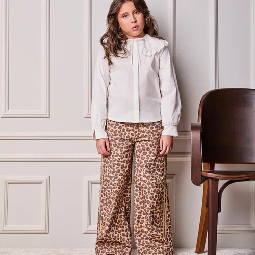 Calça Infantil Menina Sarja Animal Print Anime