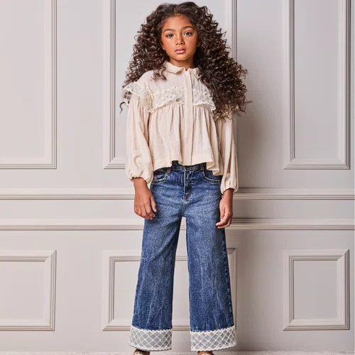 Calça Jeans Barrado Renda Anime