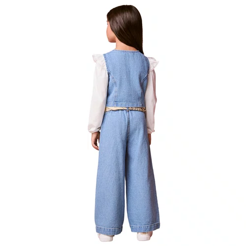 Calça Jeans Bordado Flores Momi
