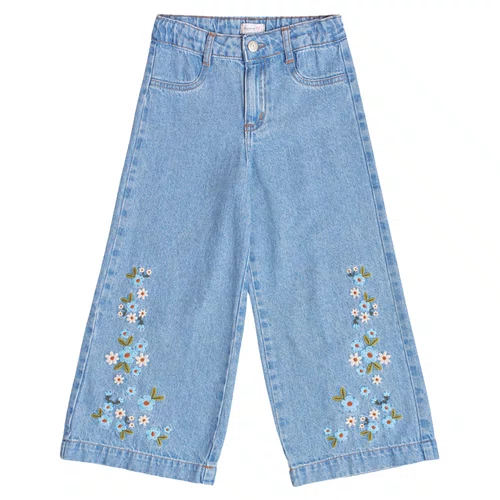 Calça Jeans Bordado Flores Momi