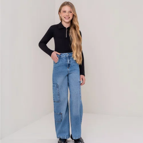 Calça Jeans Cargo Utilitaria Vanilla