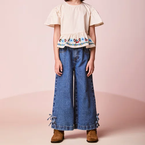 Calça Jeans com Laços Jeans Momi