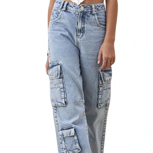 Calça Jeans Wide Cargo Clara Vanilla Cream