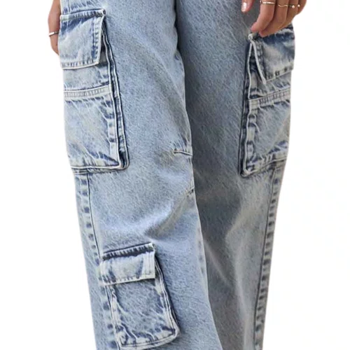 Calça Jeans Wide Cargo Clara Vanilla Cream