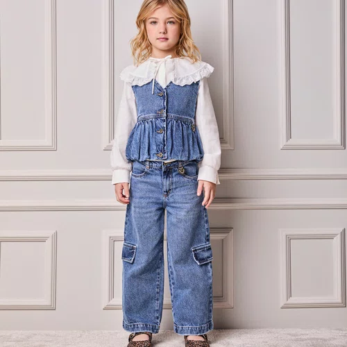 Calça Jeans Wide Estilo Cargo Anime