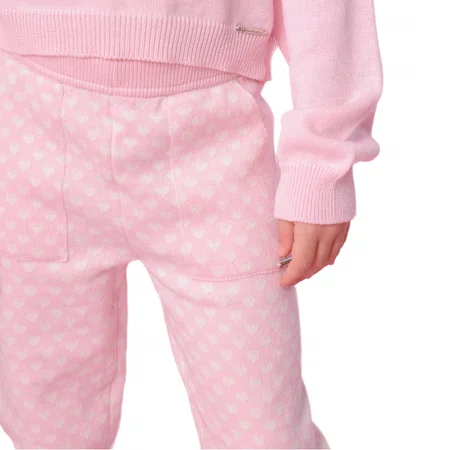 Calça Jogging Tricot Corações Listras Lateral Pituchinhus