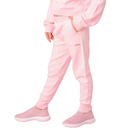Calça Jogging Tricot Corações Listras Lateral Pituchinhus