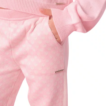 Calça Jogging Tricot Corações Listras Lateral Pituchinhus