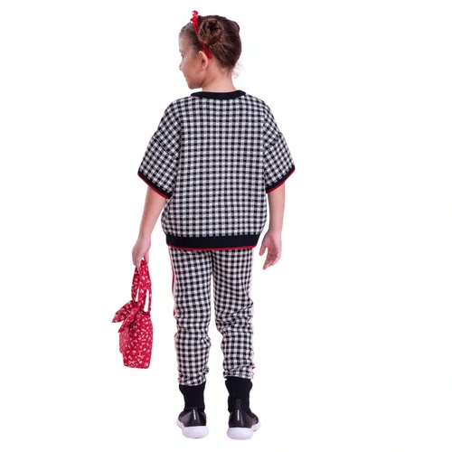 Calça Jogging Tricot Xadrez Listras Lateral Preto Pituchinhus