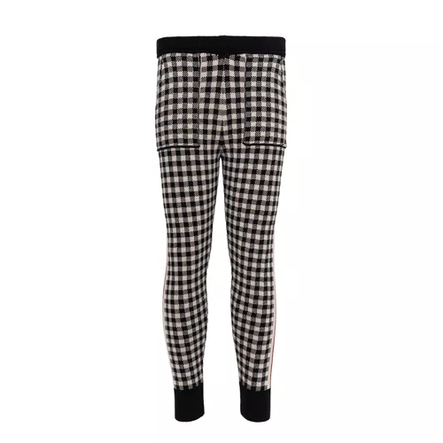 Calça Jogging Tricot Xadrez Listras Lateral Preto Pituchinhus