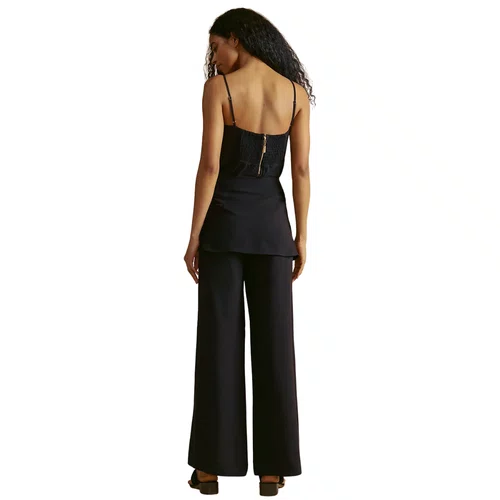 Calça Pantalona Lisos Linho Preto Cia Maritima