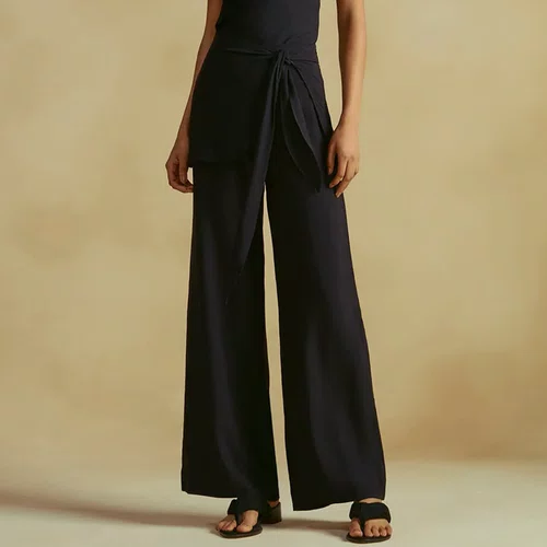 Calça Pantalona Lisos Linho Preto Cia Maritima