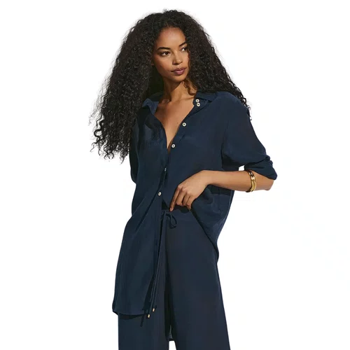 Calça Pantalona Lisos Shantung Dark Sky Cia Maritima