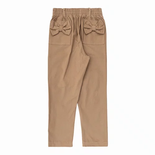 Calça Sarja Bolsos Laços Caramelo Pituchinhus