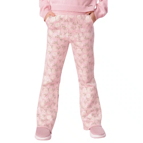 Calça Tricot Flare Floral Rose Pituchinhus