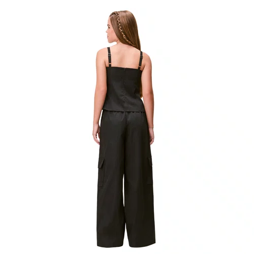 Calça Wide Denim Black Cargo Authoria