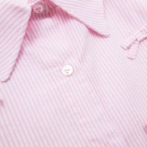 Camisa Algodão Listrada Mini Lacinhos Rosa Pituchinhus
