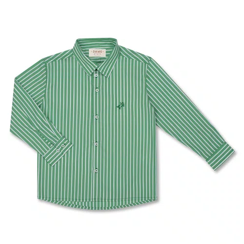Camisa Algodão Listras Verde Dame