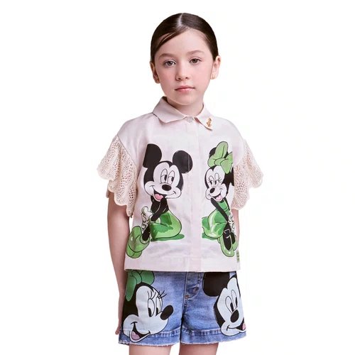 Camisa Disney Minnie e Mickey Verdinho Anime