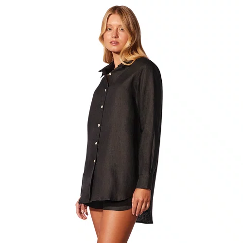 Camisa em Linho Hermosa Preto Cia Maritima