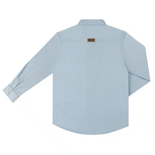 Camisa Infantil Lisa Tricoline Manga Longa Azul Claro Dame