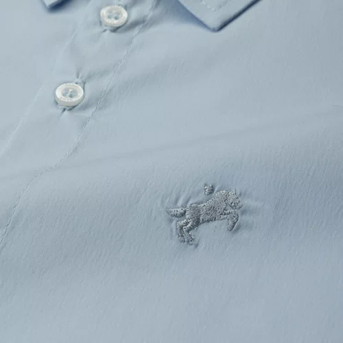 Camisa Infantil Lisa Tricoline Manga Longa Azul Claro Dame