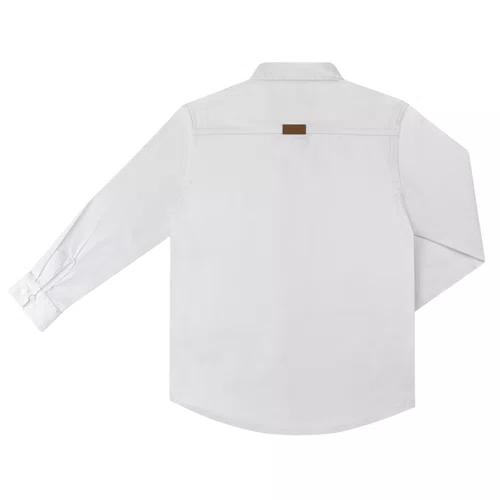 Camisa Infantil Lisa Tricoline Manga Longa Branco Dame