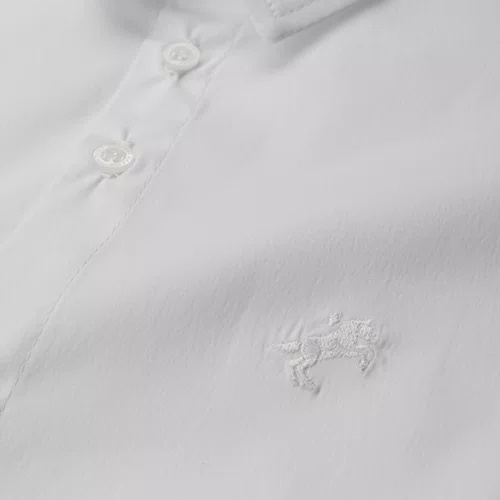Camisa Infantil Lisa Tricoline Manga Longa Branco Dame