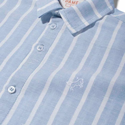 Camisa Linho Listrada Denim Dame