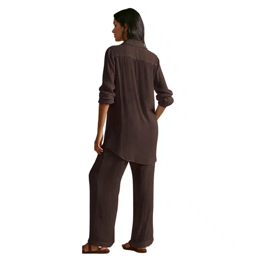 Camisa Lisos Shantung Coffee Cia Maritima