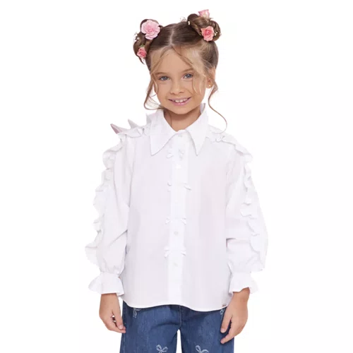 Camisa Tricoline Babado Mangas Mini Laços Pituchinhus