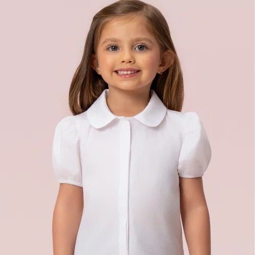 Camisa Tricoline Branca Básica Petit Cherie