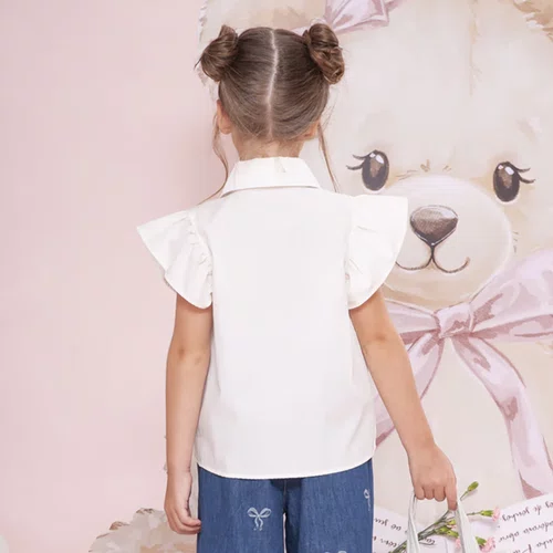Camisa Tricoline Lacinhos Bordados Pituchinhus