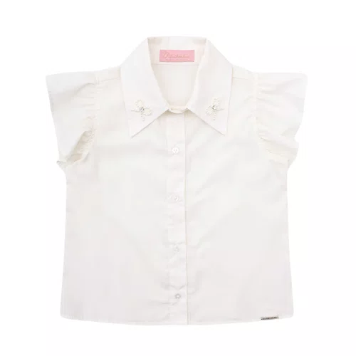 Camisa Tricoline Lacinhos Bordados Pituchinhus