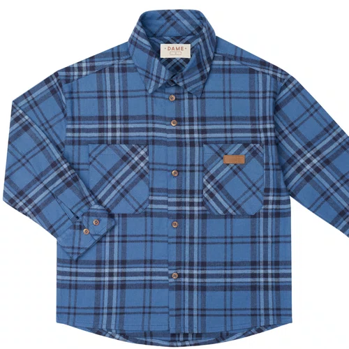 Camisa Xadrez Flanelada Azul Denim Classic Dame
